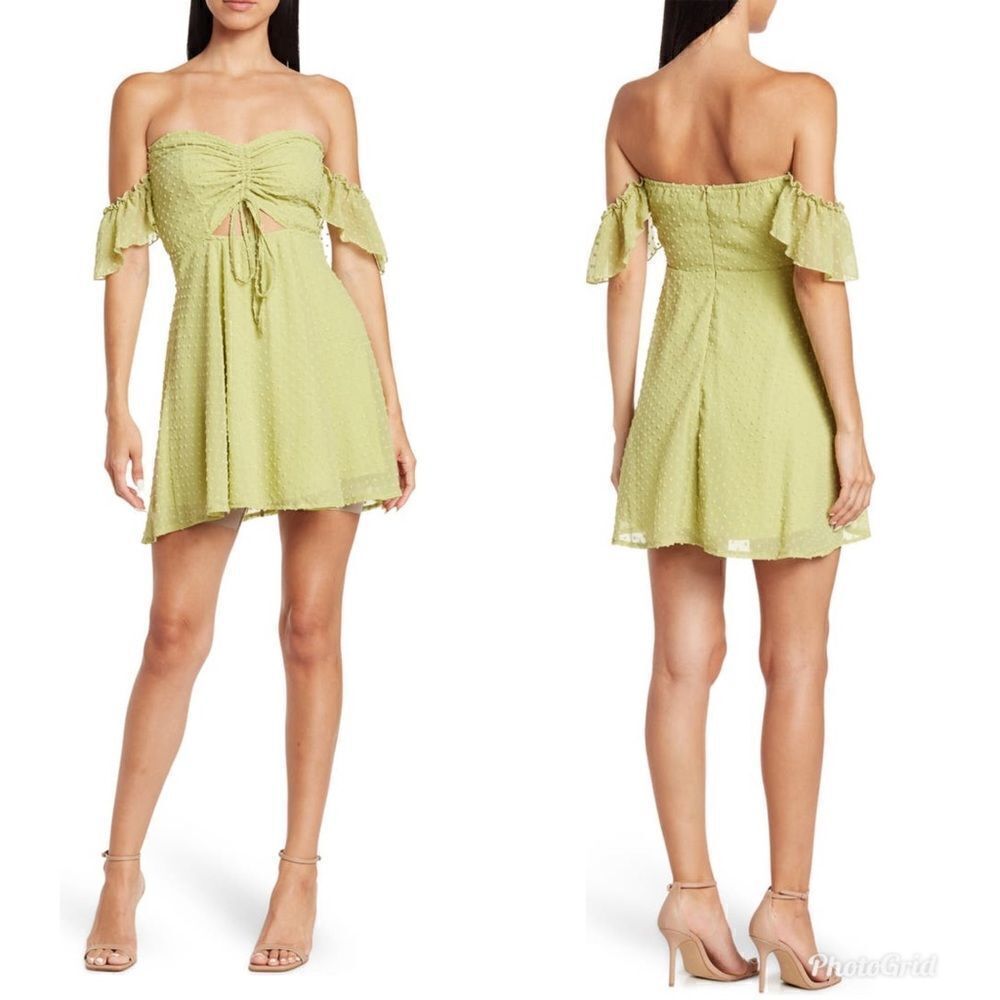 REVOLVE AREA STARS Off-the-Shoulder Ruffle Dot Dress